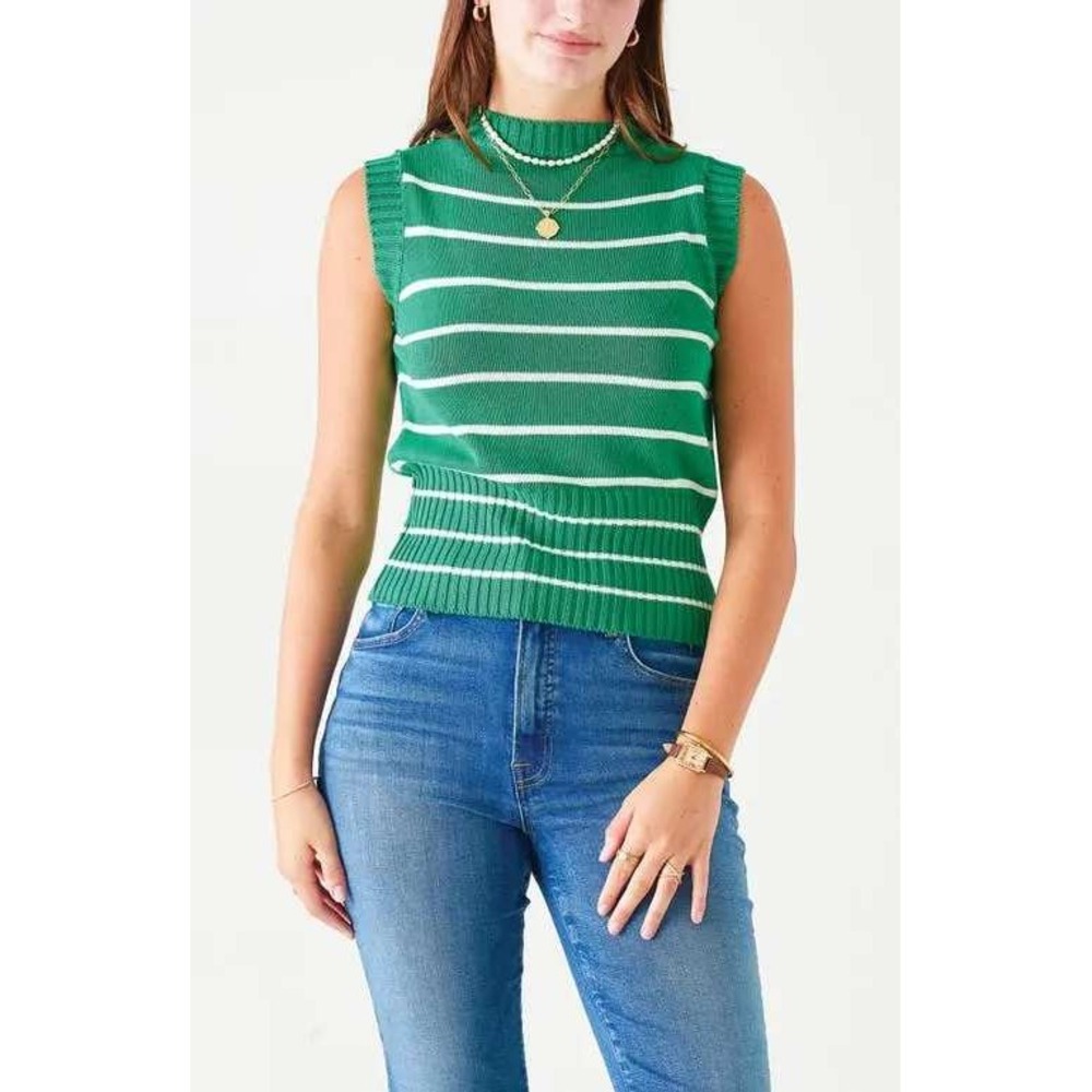 NWT Voyageur by Mersea Breton Striped‎ Sweater Vest Gulf Green Cream Medium